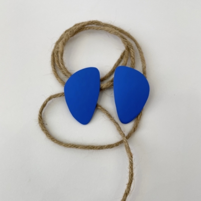 blue triangle handmade polymer caly earrings