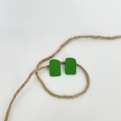 Handmade polymer clay earrings adestract green with stainless steel backs