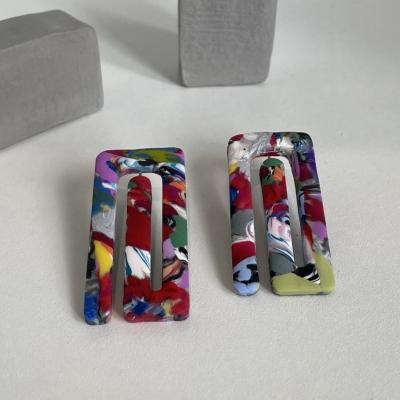 colorful polymer clay earrings with stainless steel backs
