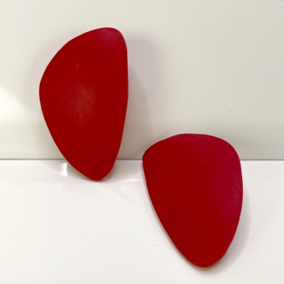 handmade polymerclay earrings abstract red triangles with surgical stainless steel backs