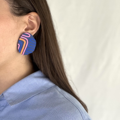 Colourful abstract shape handmade polymer clay earrings 