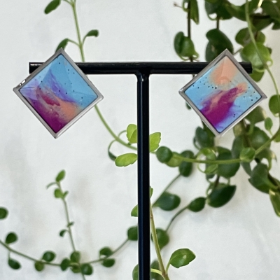 Handcrafted polymer clay earrings with silver stainless steel frame