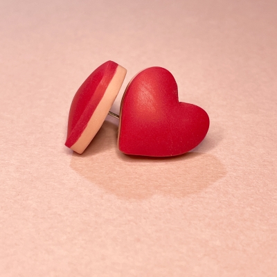 Little handmade hearts earrings from polymer clay