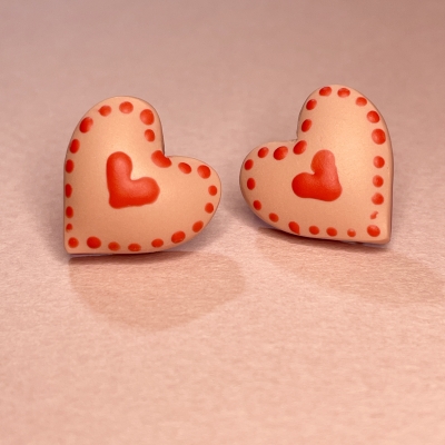 Little handmade hearts earrings from polymer clay