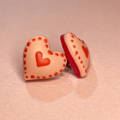 Little handmade hearts earrings from polymer clay