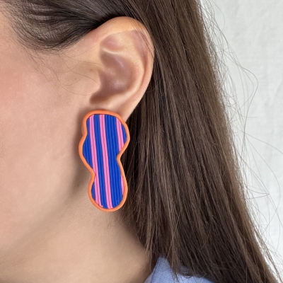 Colourful abstract shape handmade polymer clay earrings 