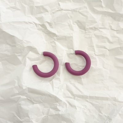 Polymer clay pink hoops with stainless steel attachments 