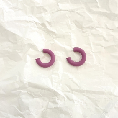 Polymer clay pink hoops with stainless steel attachment 
