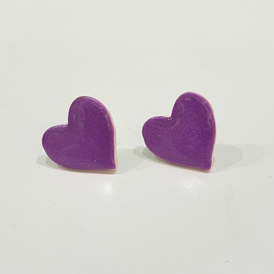 Little sparkly heart shape polymer clay earrings, stainless steel back