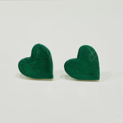 Little sparkly heart shape polymer clay earrings, stainless steel back