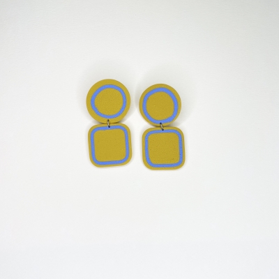 Handmade polymer clay earrings , yellow colour statement piece